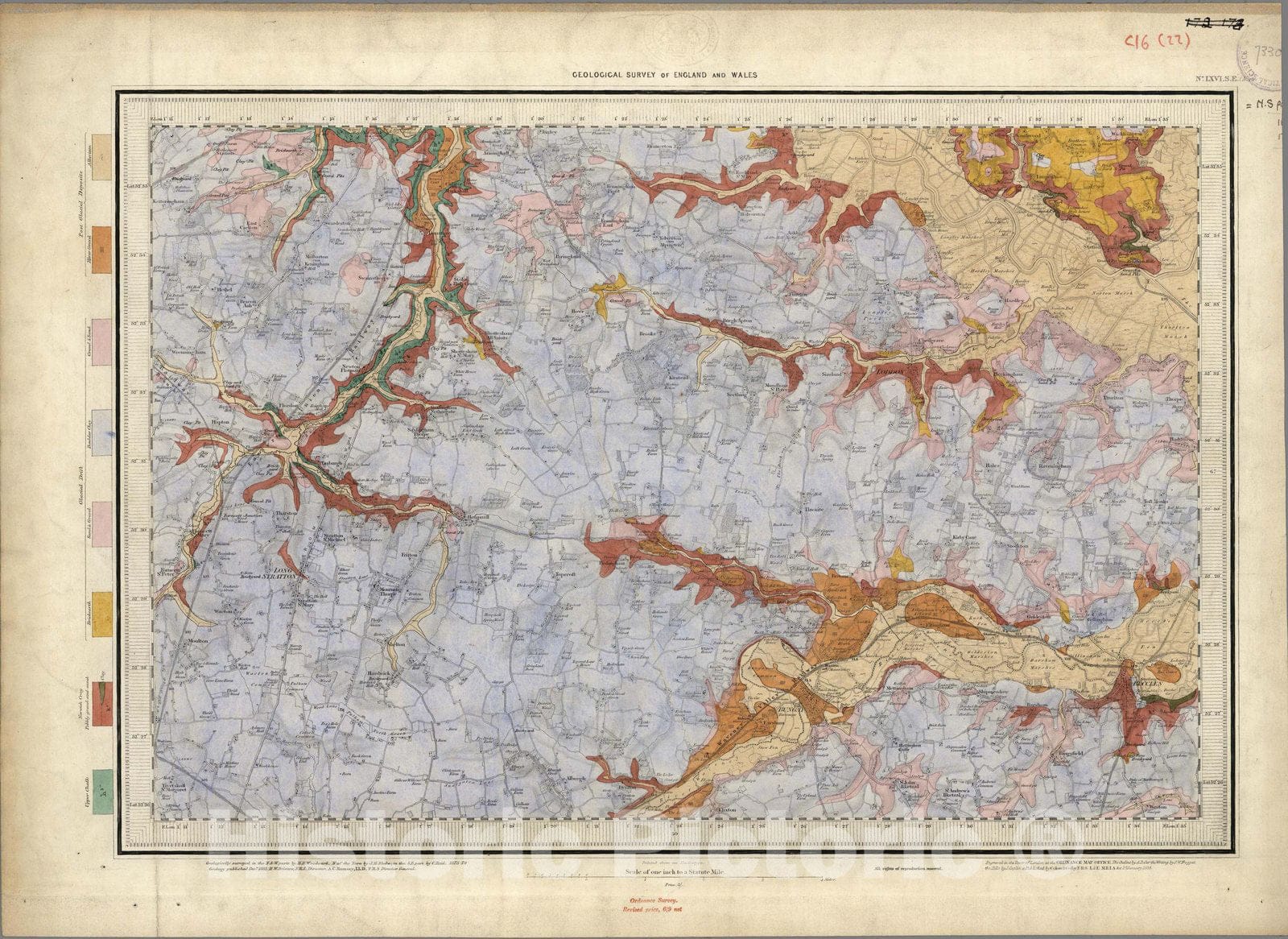 Historic Map : Geologic Atlas Map, 66. Norwich, SE Quad. 1881 - Vintage Wall Art
