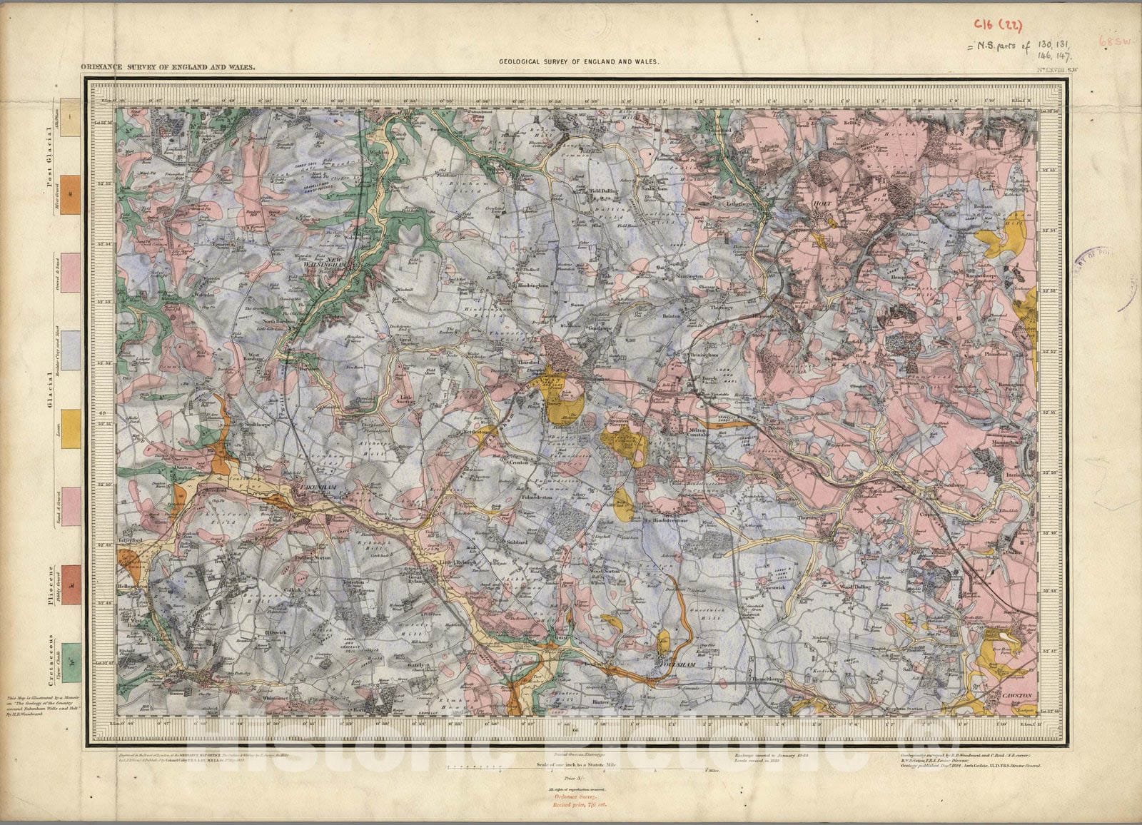 Historic Map : Geologic Atlas Map, 68. Cromer, SW Quad. 1885 - Vintage ...