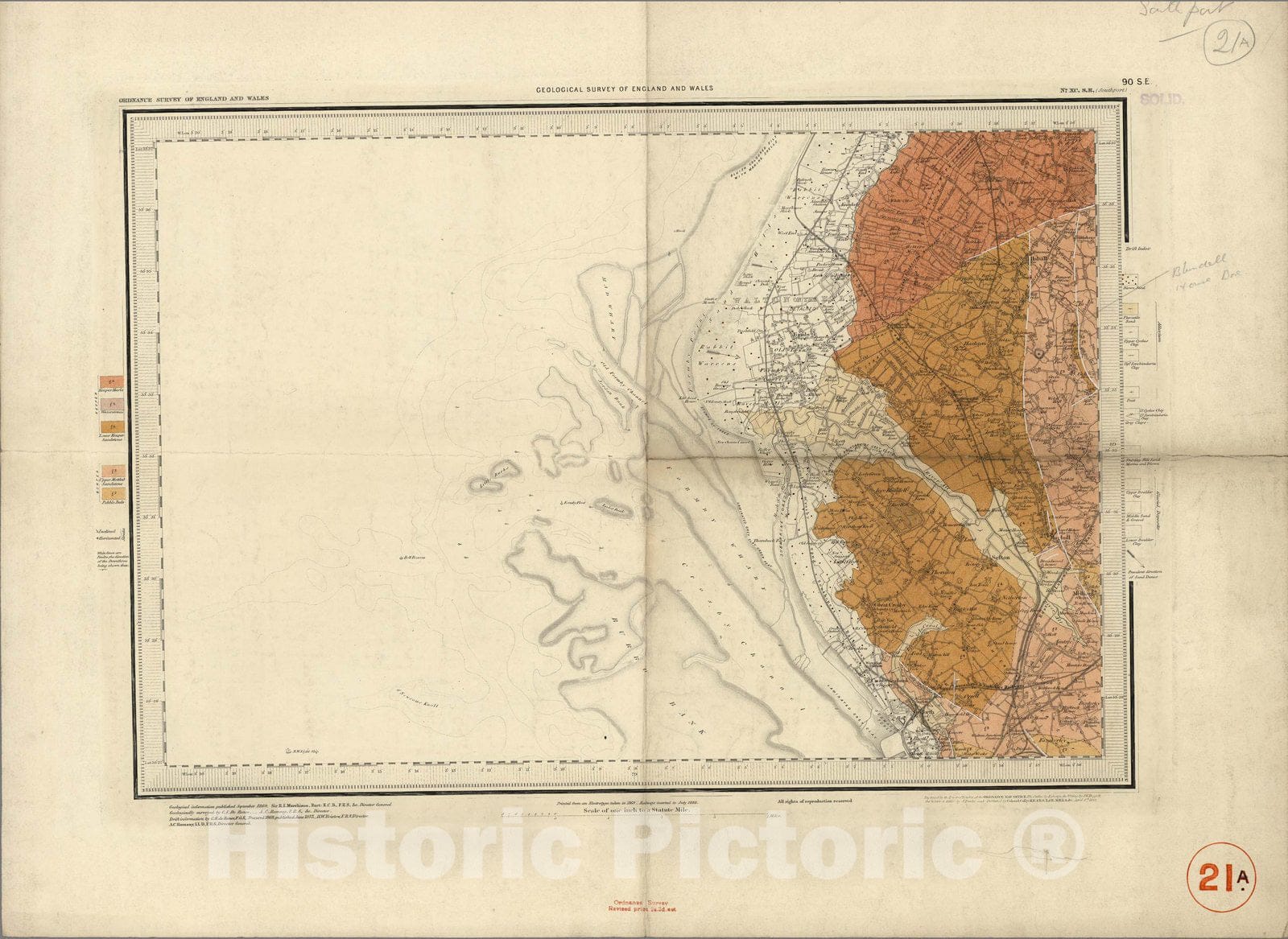 Historic Map : Geologic Atlas Map, 90. Southport, SE Quad. 1873 - Vintage Wall Art