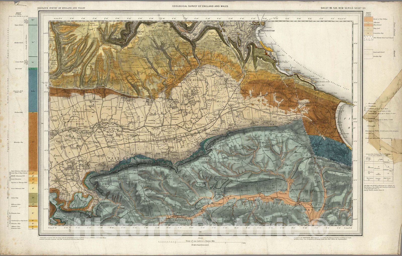 Historic Map : Geologic Atlas Map, 95. Scarborough, SW Quad. 1881 - Vintage Wall Art