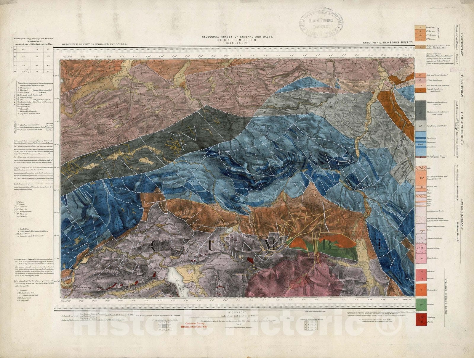 Historic Map : Geologic Atlas Map, 101. Cockermouth, NE Quad. 1890 - Vintage Wall Art