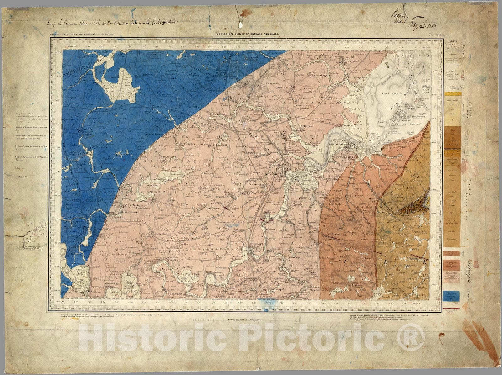 Historic Map : Geologic Atlas Map, 103. Durham, SE Quad. 1880 - Vintage Wall Art