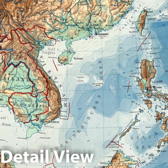 Historic Map - Wall Map, East & Southeast Asia - Physical 1955 - Vintage Wall Art