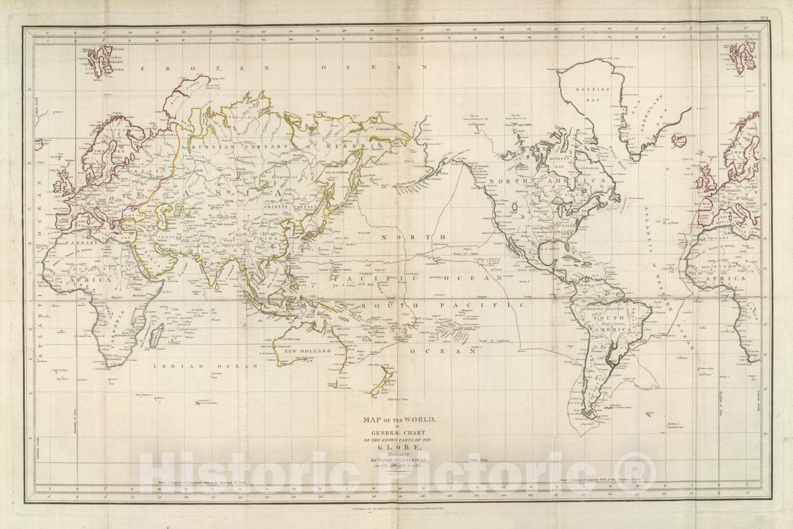 Historic Map : Exploration Book, La Perouse's Voyage. 1799 - Vintage Wall Art