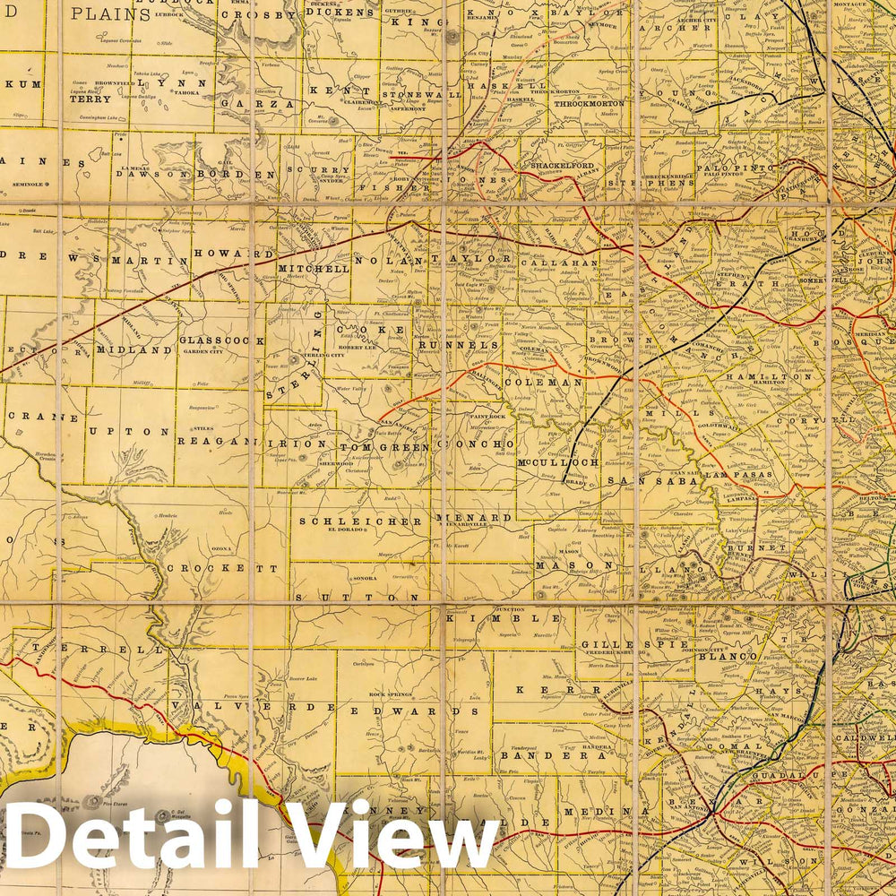 Historic Map : Railroad and County Map of Texas, 1906 - Vintage Wall Art