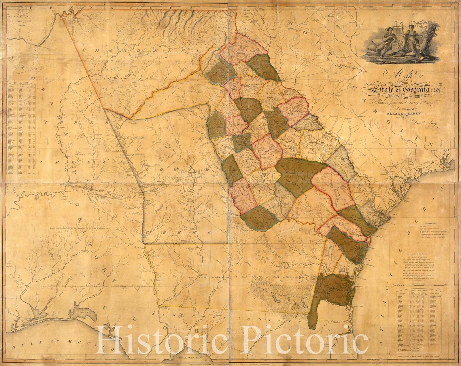 Historic Map : Map of The State of Georgia, 1818 - Vintage Wall Art