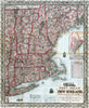 Historic Map : Pocket Map, Frey & Nell's New England. 1867 - Vintage Wall Art