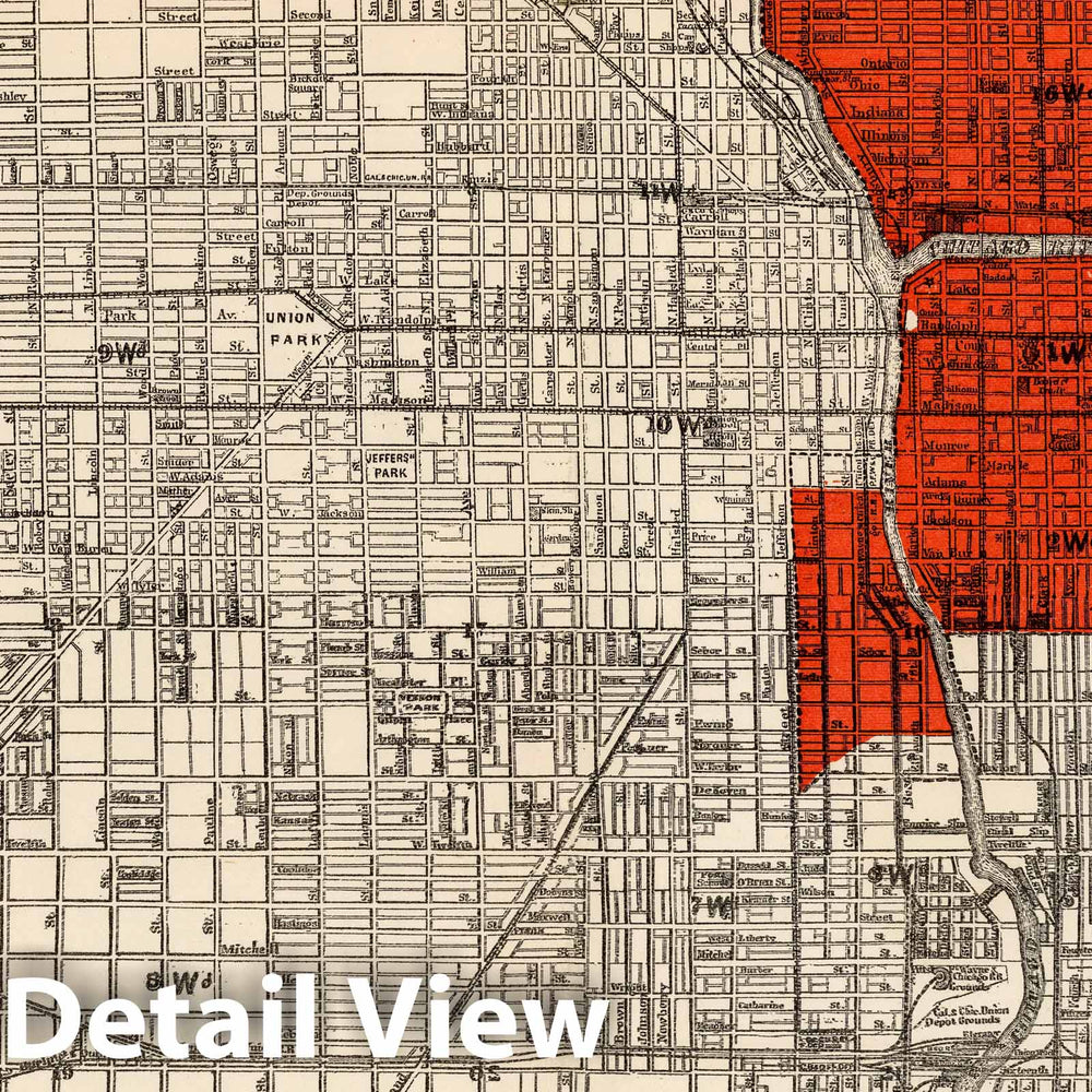 Historic Wall Map : Map of Chicago, 1872 - Vintage Wall Art