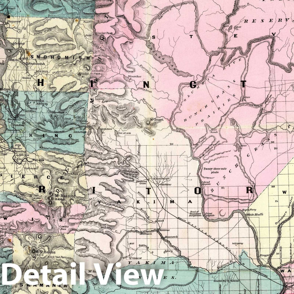 Historic Map : New county and township map of Washington, 1883 - Vintage Wall Art