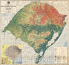 Historic Map : Wall Map, Brazil, Rio Grande do Sul - Physical. 1966 - Vintage Wall Art