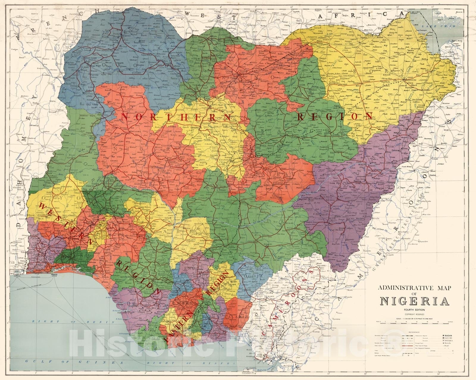 Historic Map : Wall Map, Nigeria - Political: 1924. 1960 - Vintage Wall Art