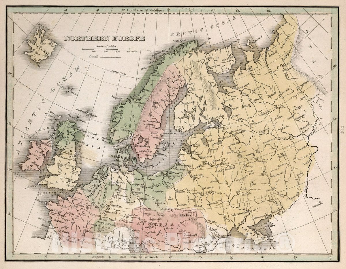 Historic Map : Northern Europe. A Comprehensive Atlas, Geographical, Historical & Commercial, 1838 Atlas - Vintage Wall Art