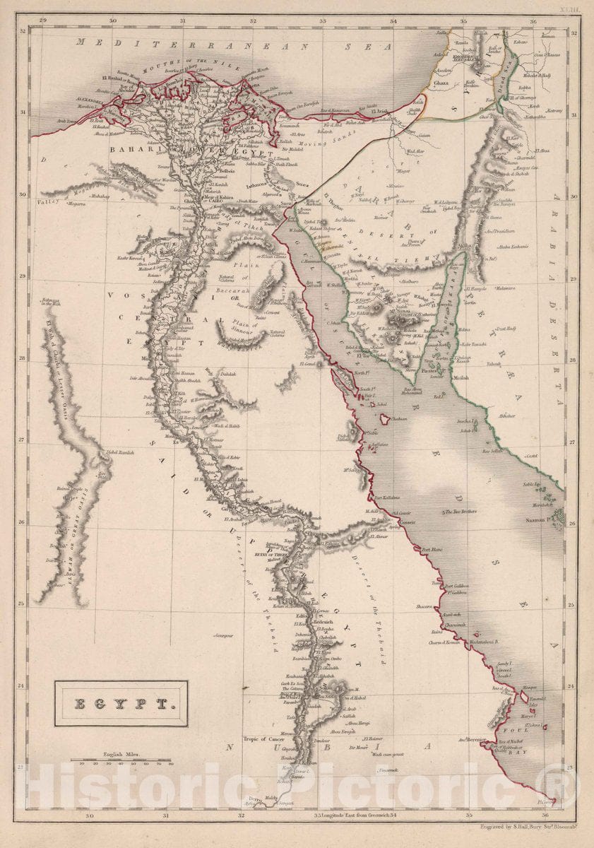 Historic Map : Egypt, 1841 Atlas - Vintage Wall Art