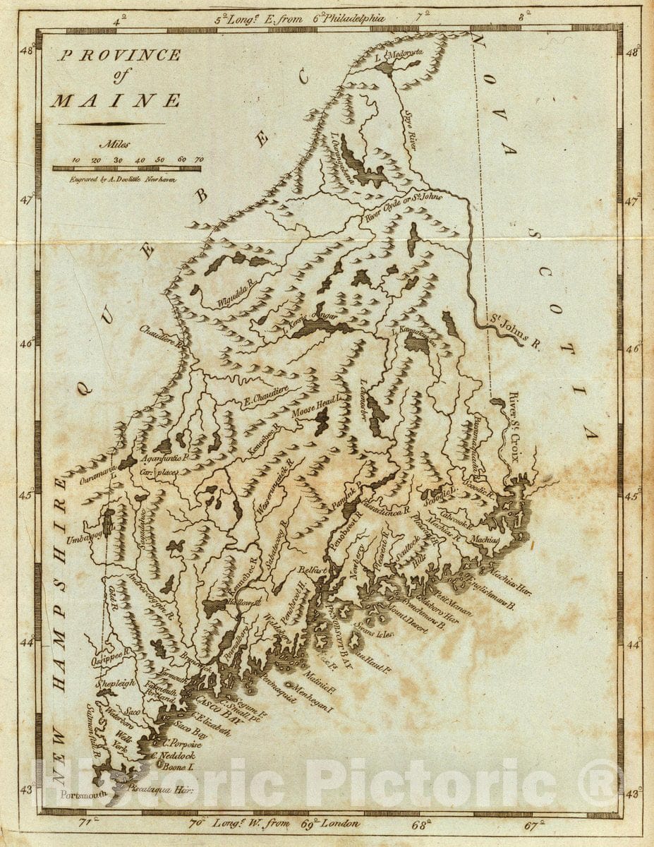 Historic Map : Province of Maine., 1796, Vintage Wall Decor