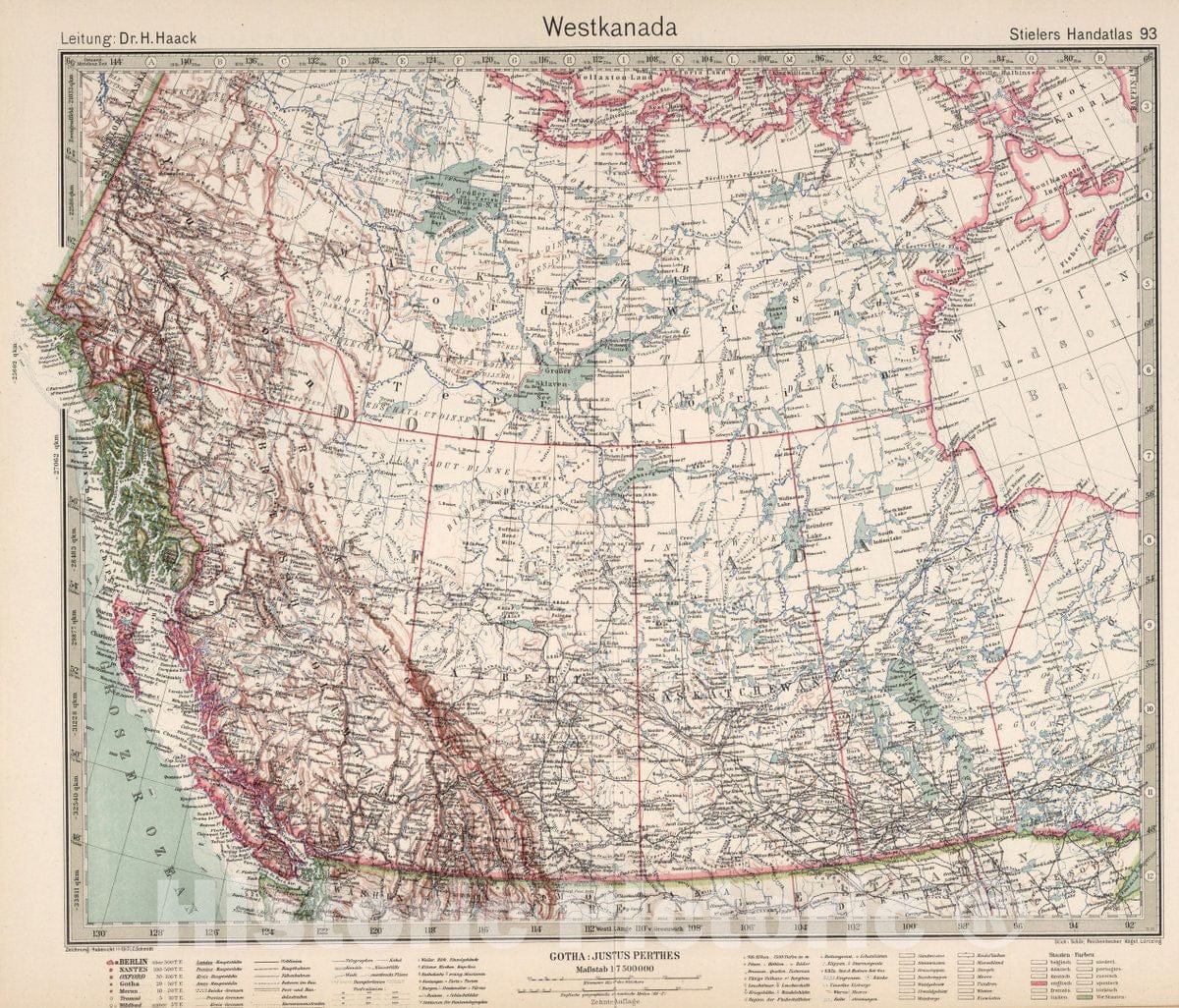 Historic Map : 93. Westkanada. West Canada, 1925 Atlas - Vintage Wall Art