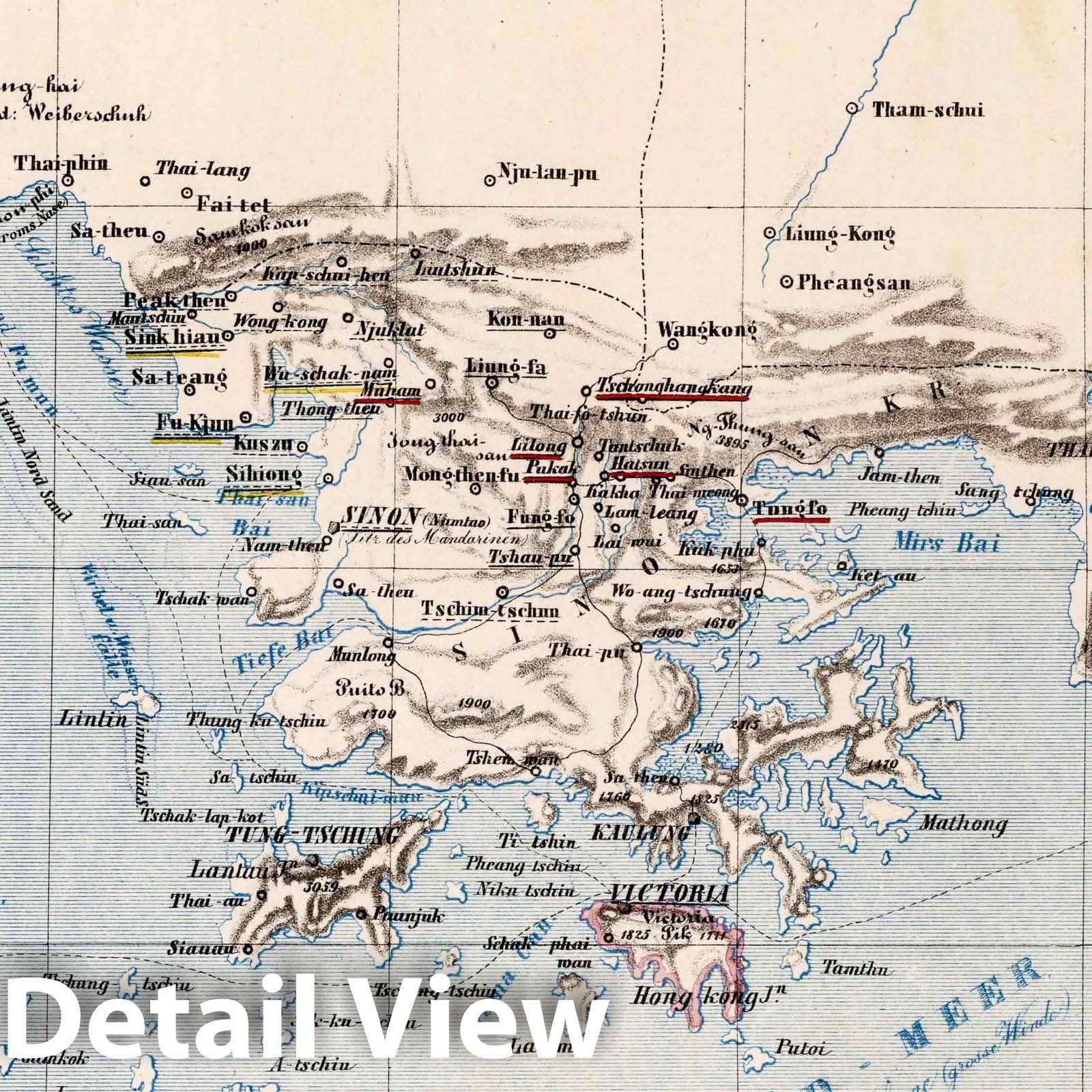 Historic Map : China, Canton Der Sinon od. Sanon-Kreis der chinesischen Provinz Canton, 1859 Religious Atlas , Vintage Wall Art