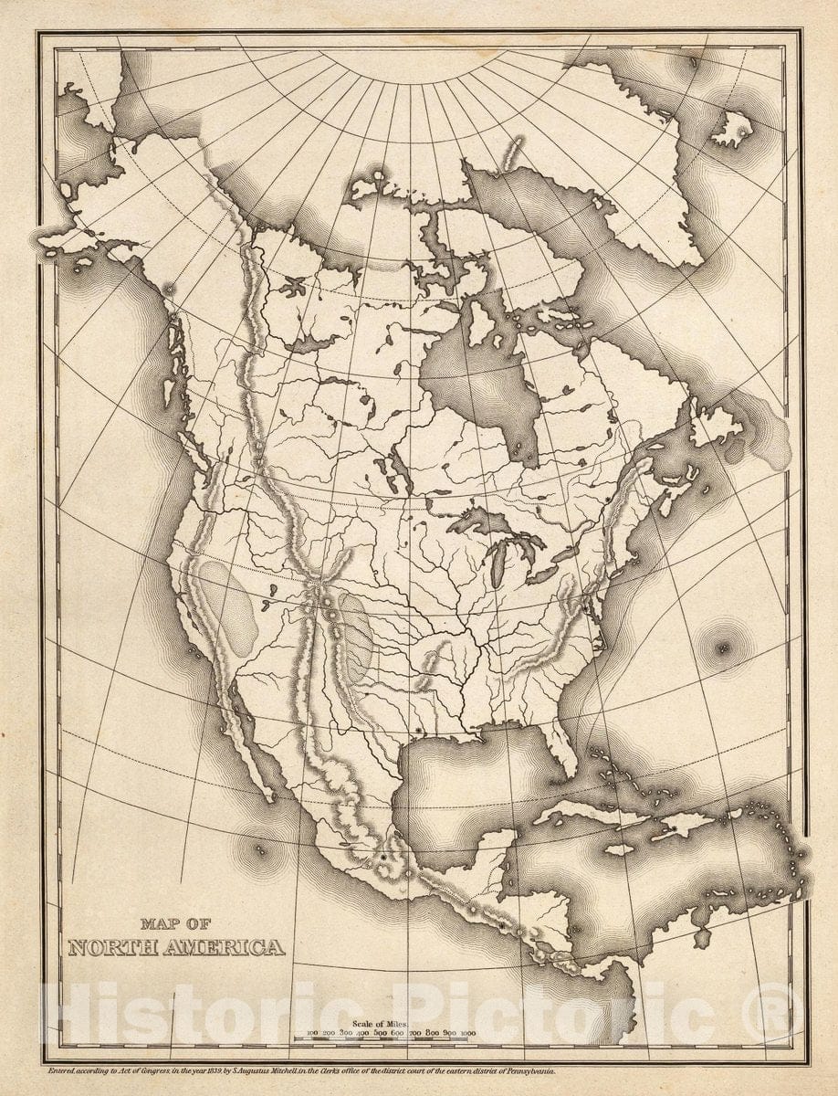 Historic Map : Map of North America., 1839, Vintage Wall Decor
