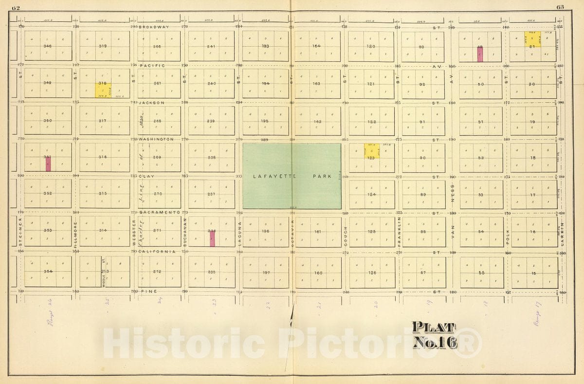 Historic Map : Plat sixteen [San Francisco), 1876, Vintage Wall Decor