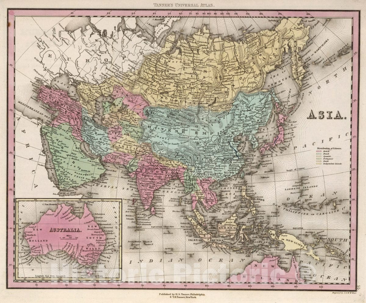 Historic Map : Asia. (Inset) Australia, 1836 Atlas v2