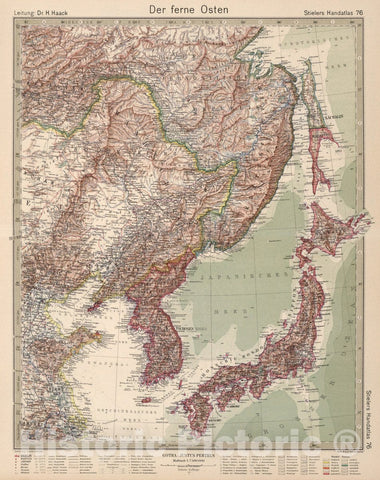 Historic Map : Japan, 76. Der Ferne Osten. The Far East, 1925 Atlas , Vintage Wall Art