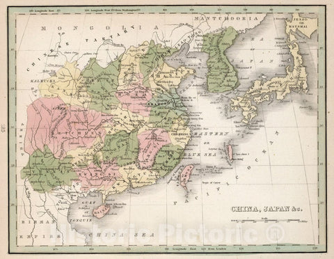 Historic Map : China, Japan &c. A Comprehensive Atlas, Geographical, Historical & Commercial, 1838 Atlas - Vintage Wall Art