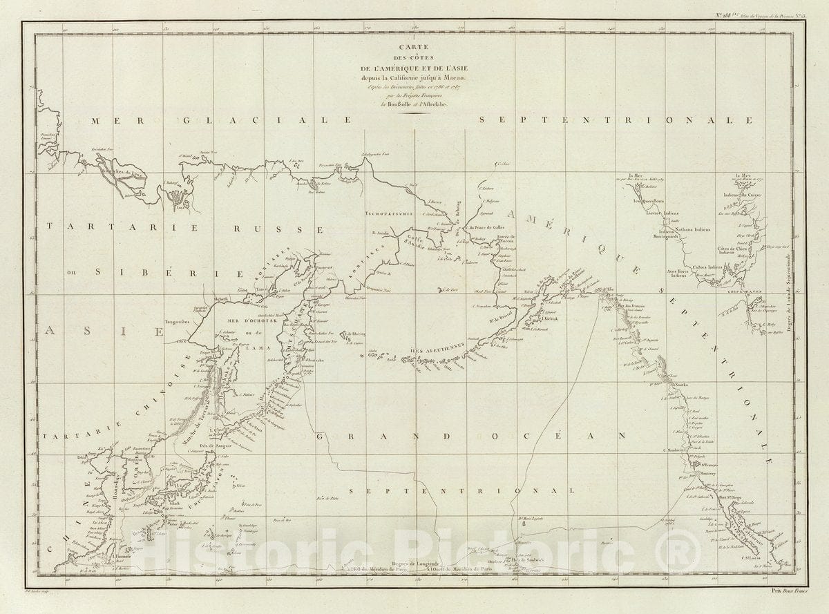 Historic Map : Cotes, l'Amerique, l'Asie., 1828, Vintage Wall Decor