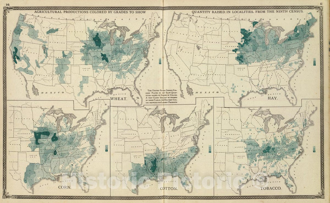 Historic Map : Agricultural productions colored by grades to show quan ...