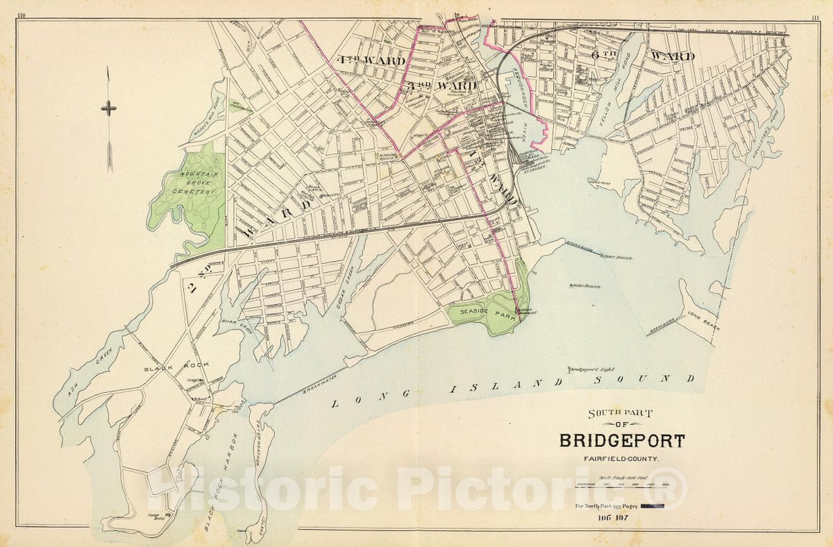 Historic Map : Bridgeport, south., 1893, Vintage Wall Decor