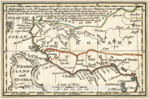Historic Map - Negro-Land In Guinea. Atlas Minimus Pocket Maps of the Several Empires, Kingdoms and States of the Known World, 1758 World Atlas - Vintage Wall Art