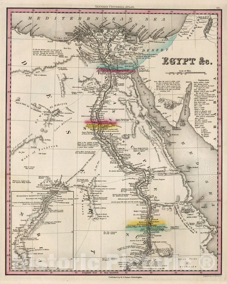 Historic Map : Egypt, 1836 Vintage Wall Art