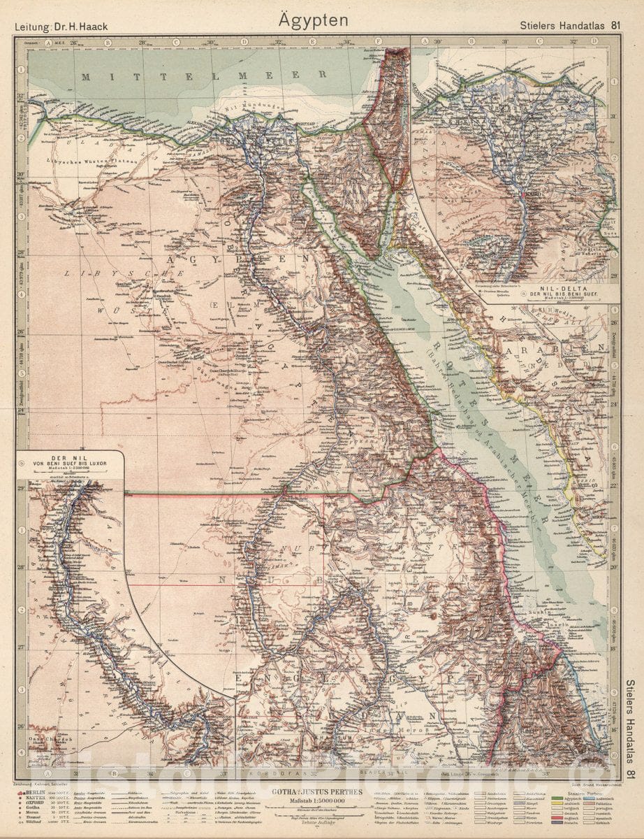 Historic Wall Map : 81. Agypten. Egypt. (Inset) (Nile Near Luxor), 1925 Atlas - Vintage Wall Art