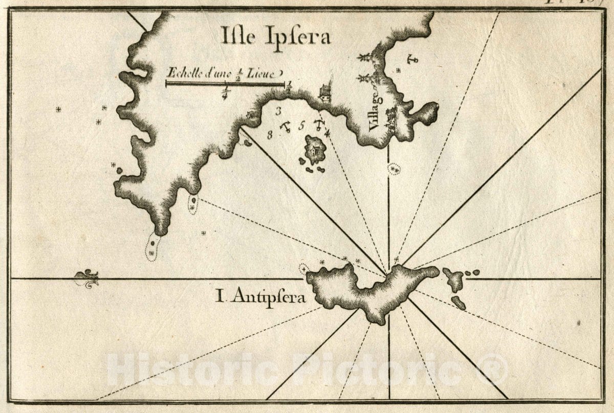 Historic Map : Pl. 107. Psara Island, Greece, 1764 Chart - Vintage Wall Art