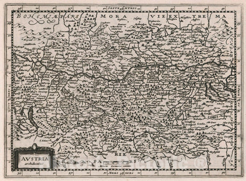 Historic Map : Austria, Avstria archiducatus. Atlas sive Cosmographicae Meditationes de Fabrica Mundi et fabricati Figura, 1636 Atlas , Vintage Wall Art