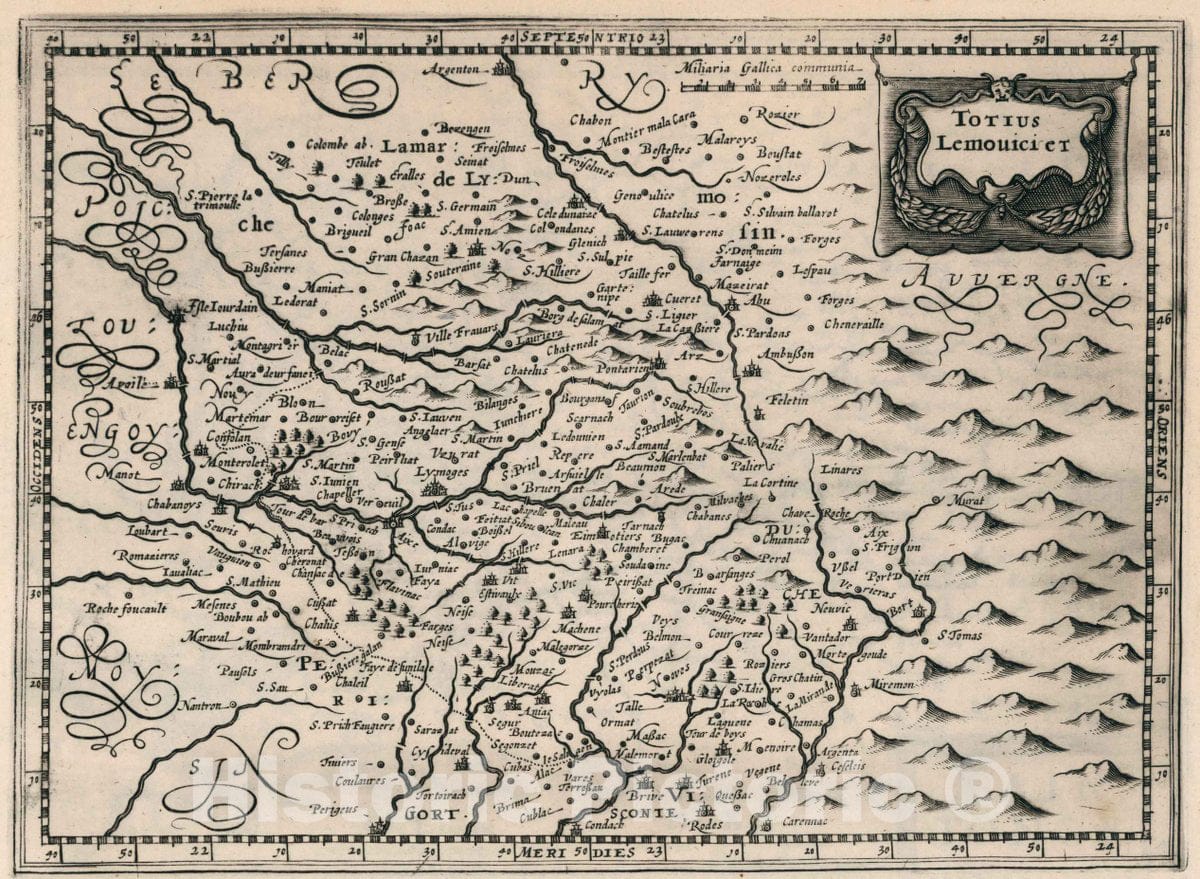 Historic Map : France, Totius Lemouicier. Atlas sive Cosmographicae Meditationes de Fabrica Mundi et fabricati Figura, 1636 Atlas , Vintage Wall Art