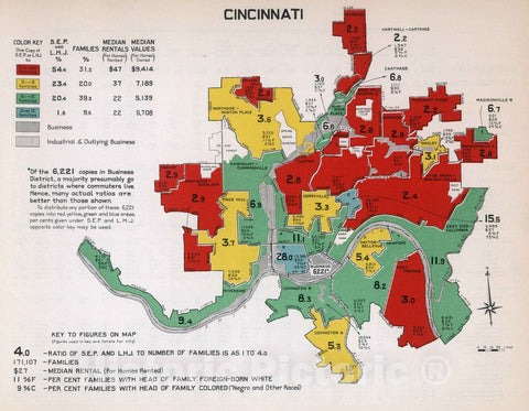 Historic Wall Map : City Markets, A Study of Thirty-Five Cities. Advertising Department, 1932. Cincinnati, 1932 Atlas - Vintage Wall Art