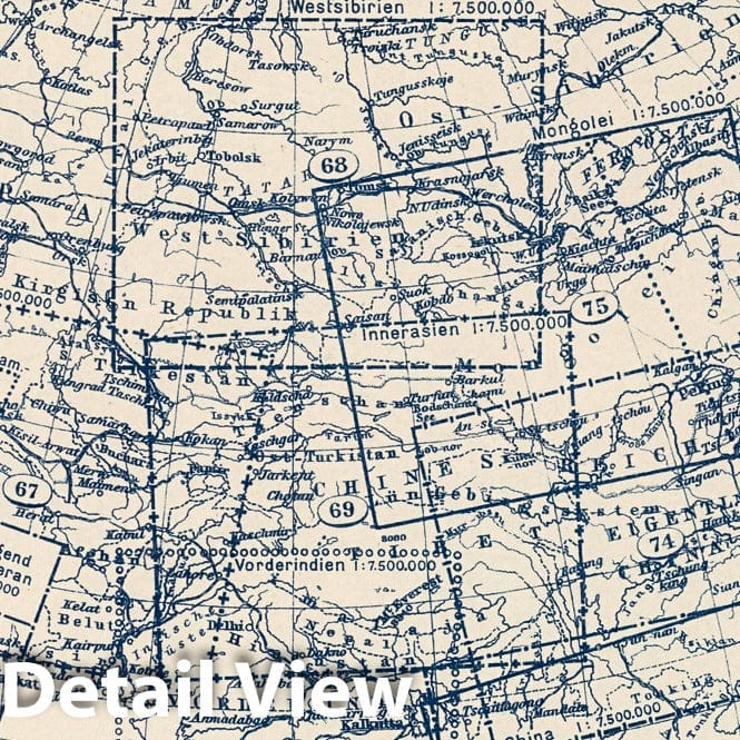 Historic Wall Map : 1925 (Index Map) 62. Asien. Asia. - Vintage Wall A ...