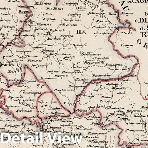 Historic Map : Austria, V.3:11-15:XII: 2. Oesterreich. C. Ungarische erbstaaten, I. Koenigreich Ungarn III. Militaergrenze, 1828 Atlas , Vintage Wall Art