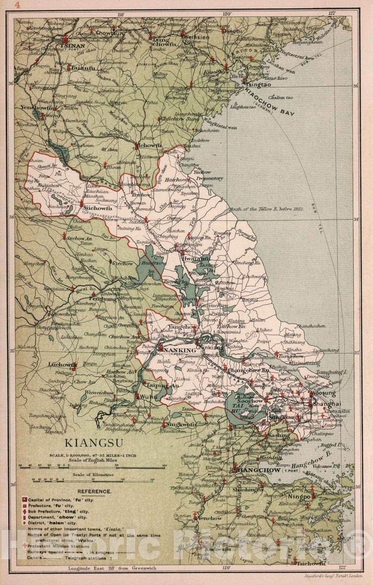 Historic Map : 1908 National Atlas - Kaingsu. Stanford's Geographical ...