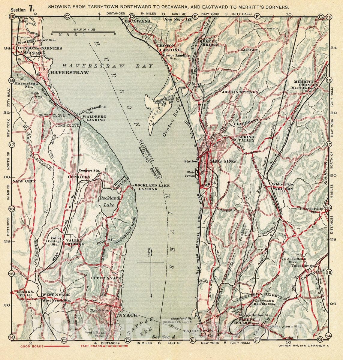 Historic Map : Tarrytown-Oscawana-Merritt's Corners., 1895, Vintage Wall Decor