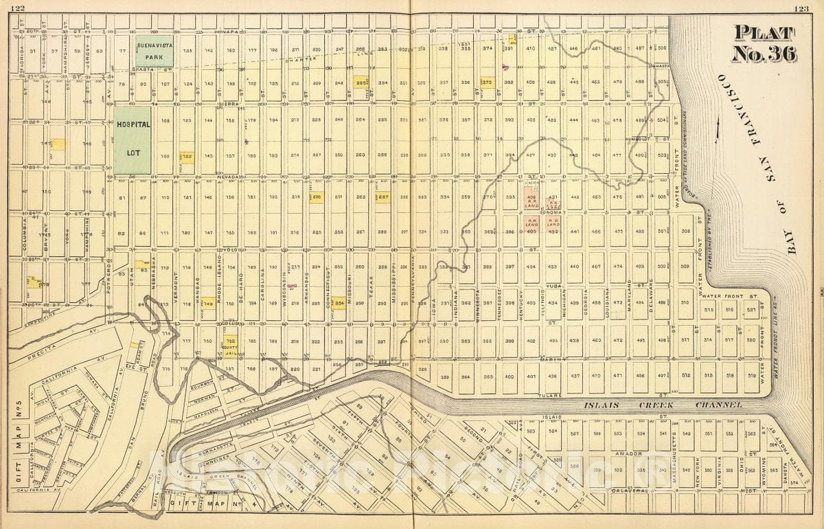 Historic Map : Plat thirty-six [San Francisco), 1876, Vintage Wall Decor