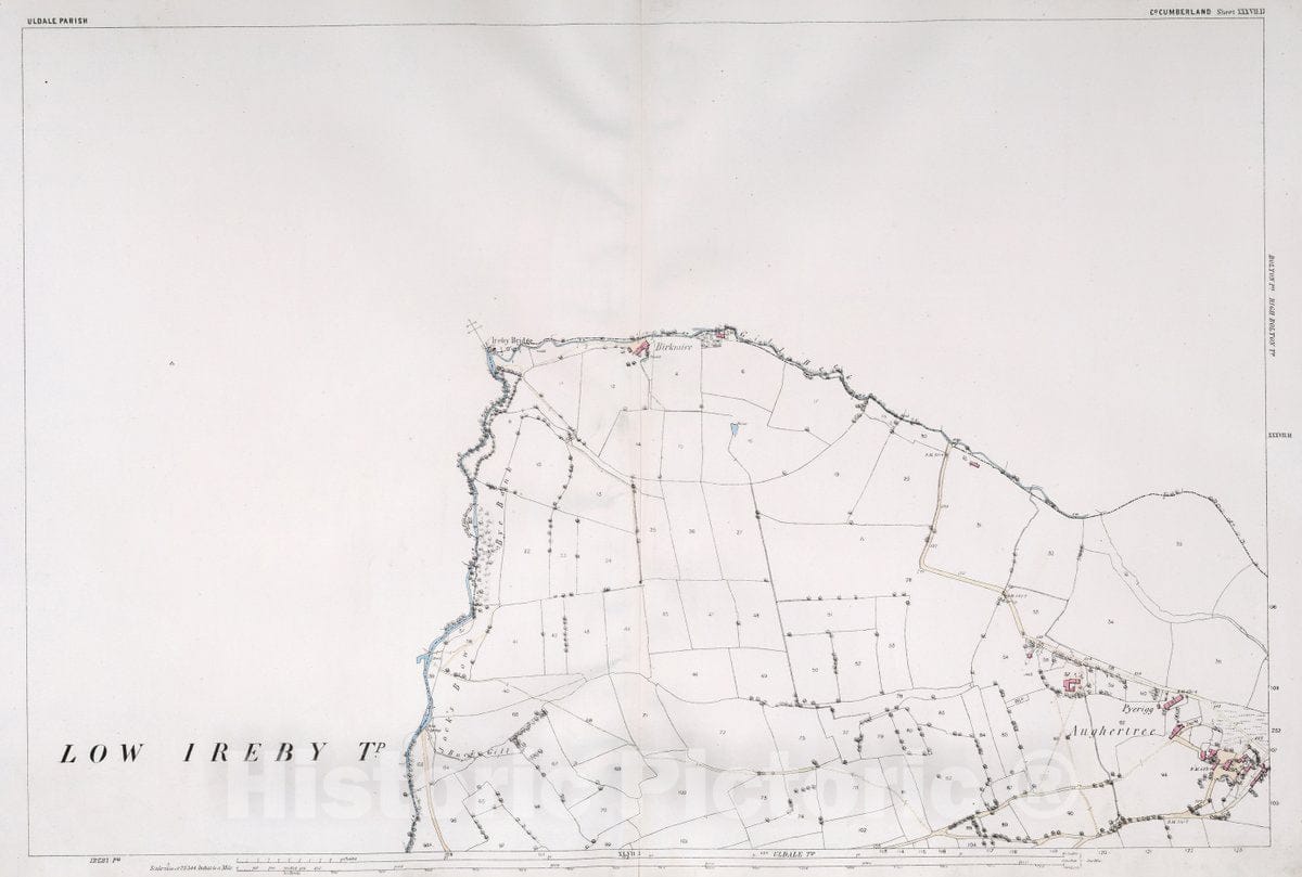 Historic Map : Uldale Parish. Co. Cumberland. Sheet XXXVII.13, 1865 Atlas - Vintage Wall Art