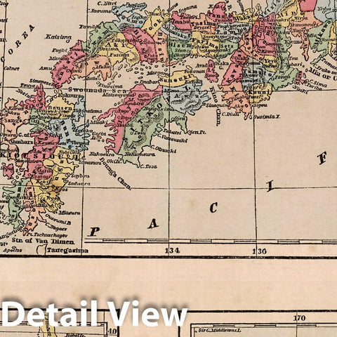 Historic Map : Japan, Japan, Van Diemen's Land, and New Zealand, 1856 Atlas , Vintage Wall Art