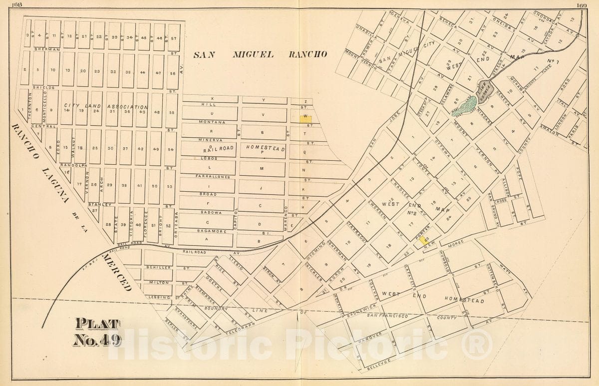 Historic Map : Plat forty-nine [San Francisco), 1876, Vintage Wall Decor