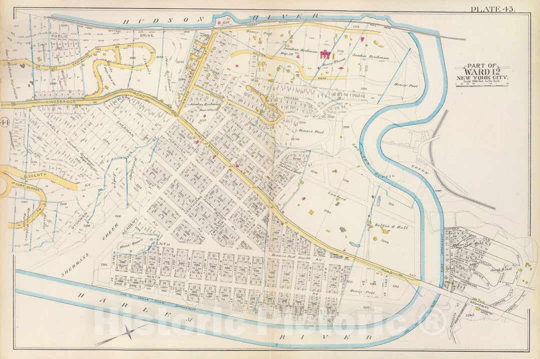 Historic Map : Pl. 45: ward 12., 1891, Vintage Wall Decor