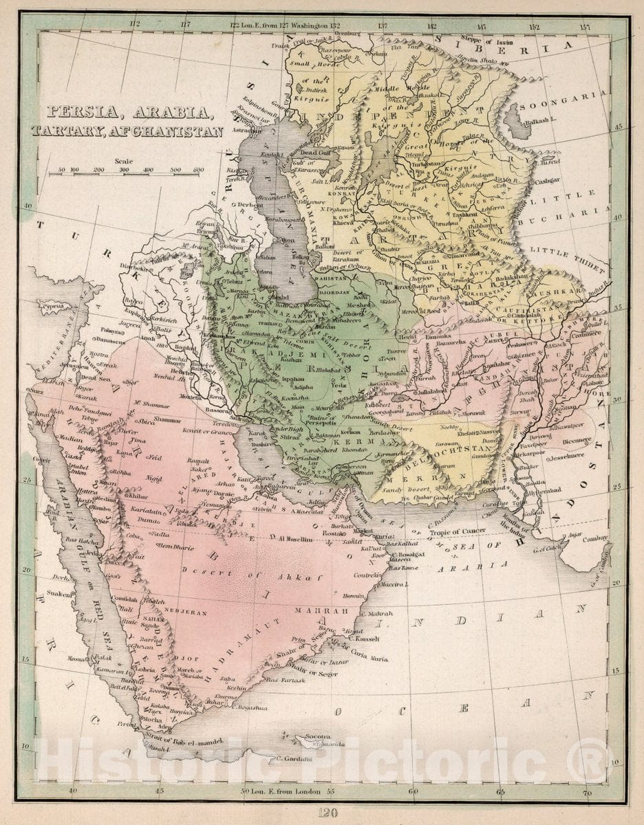 Historic Map : Persia, Arabia, Tartary, Afghanistan, 1838 Atlas - Vintage Wall Art