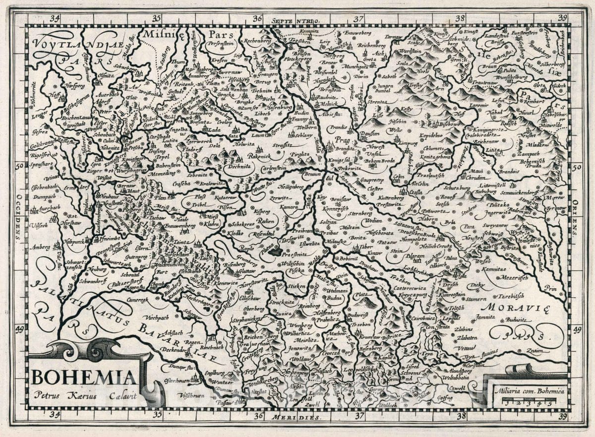 Historic Map : Bohemia. Petrus Kaerius Caelavit, 1636 Atlas - Vintage Wall Art