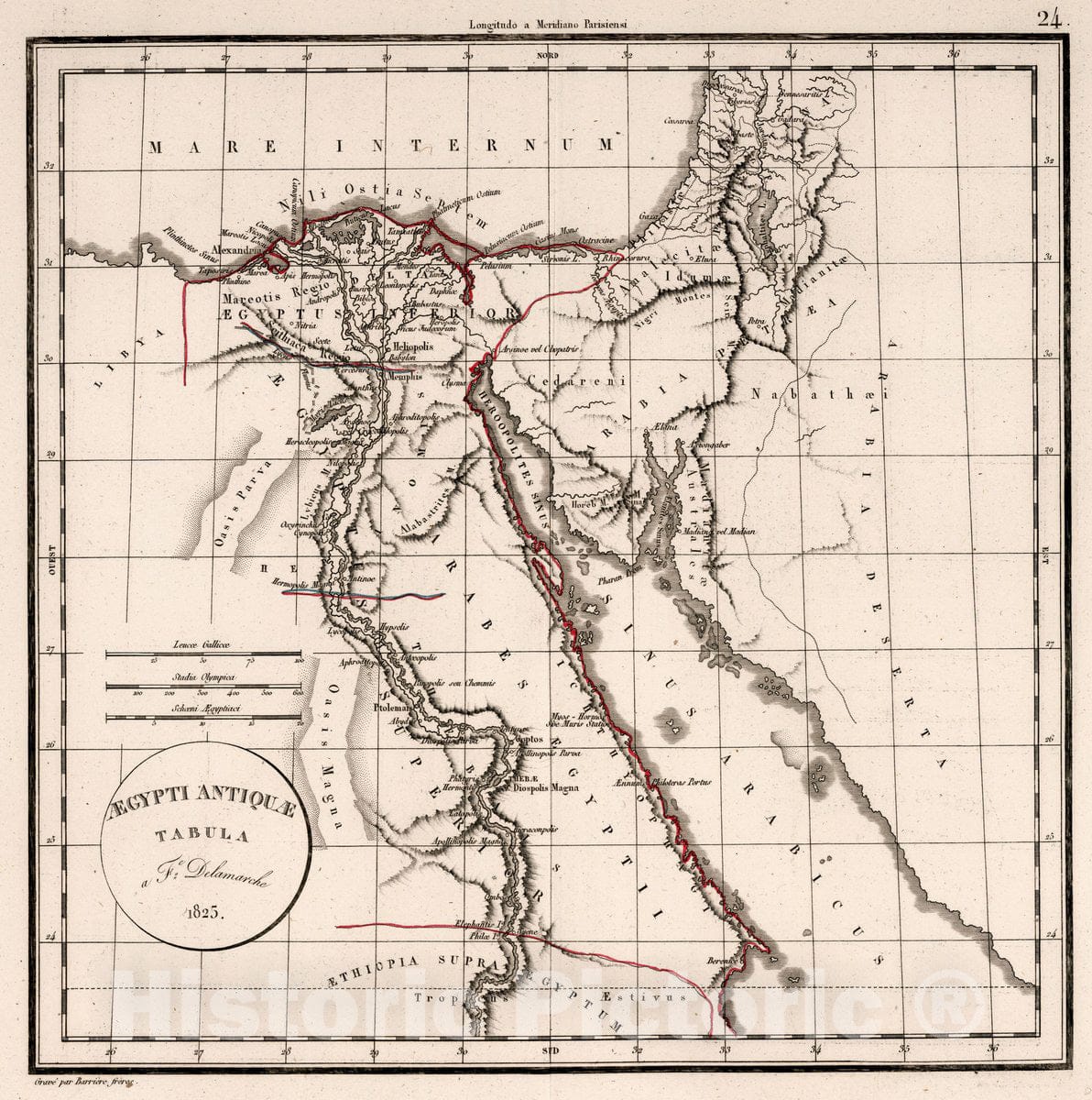 Historic Wall Map : Egypt, Aegypti Antique Tabula 1825, 1825 Atlas , V ...