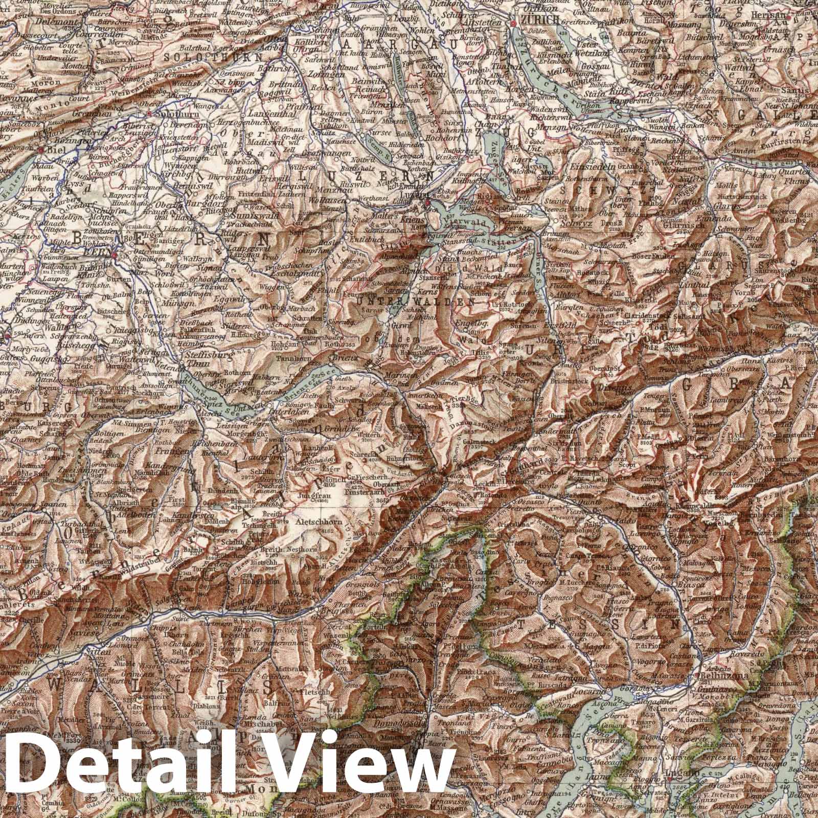 Historic Map : Switzerland, 16. Schweizer Alpen. Swiss Alps, 1925 Atlas , Vintage Wall Art