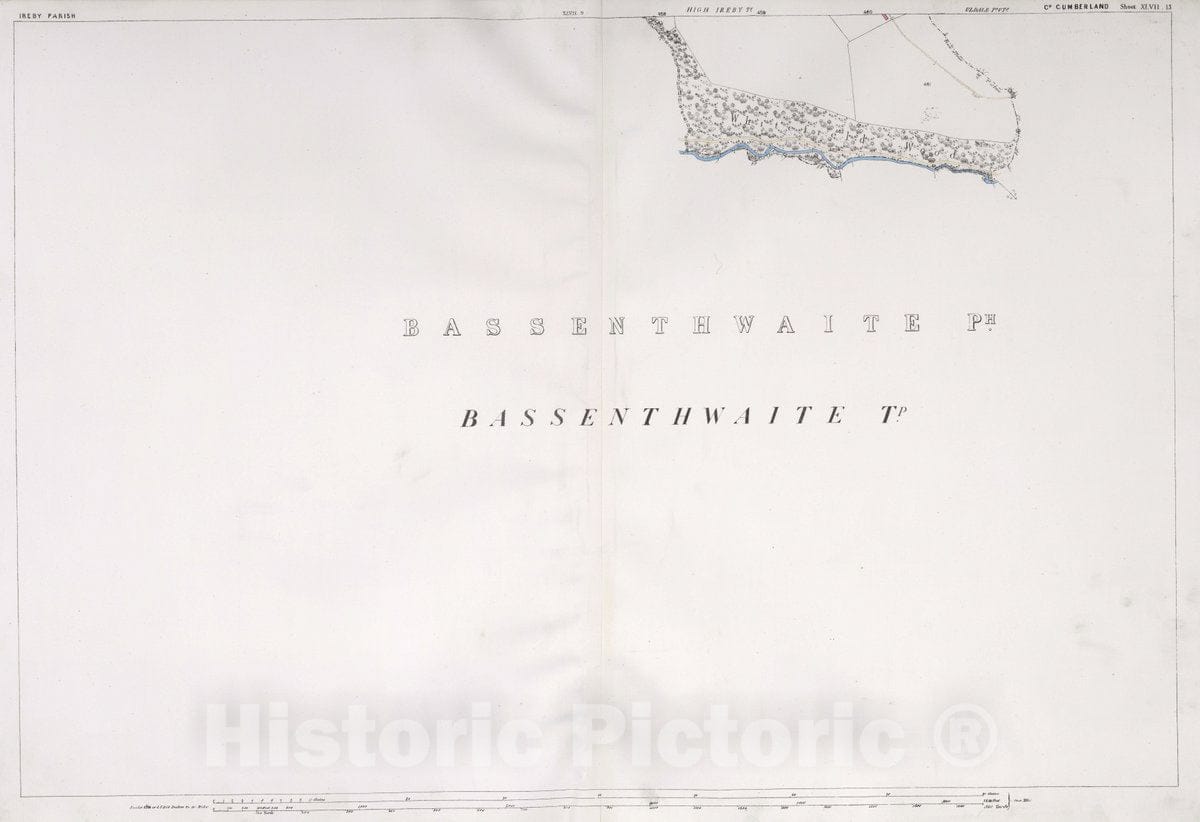 Historic Map : Ireby Parish. Co. Cumberland. Sheet XLVII.13, 1865 Atlas - Vintage Wall Art