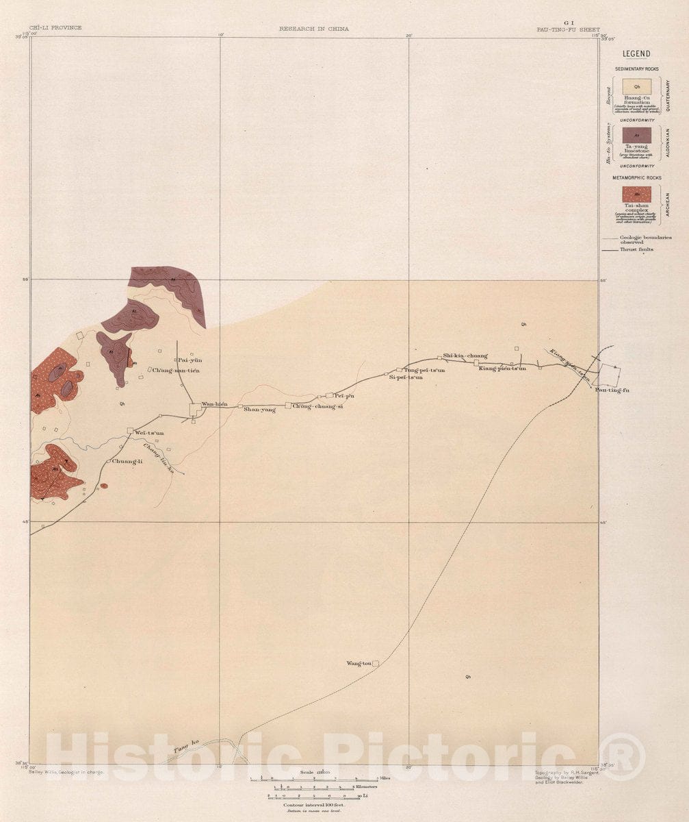 Historic Map : G-I. PAU-Ting-Fu Sheet, 1906 Geologic Atlas - Vintage Wall Art